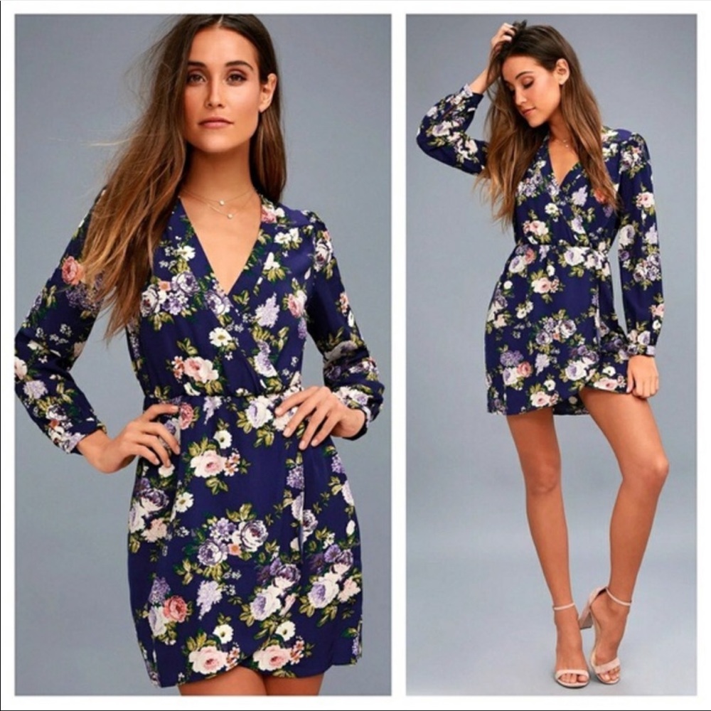 Lulu’s That’s a Wrap Long Sleeve Floral Dress